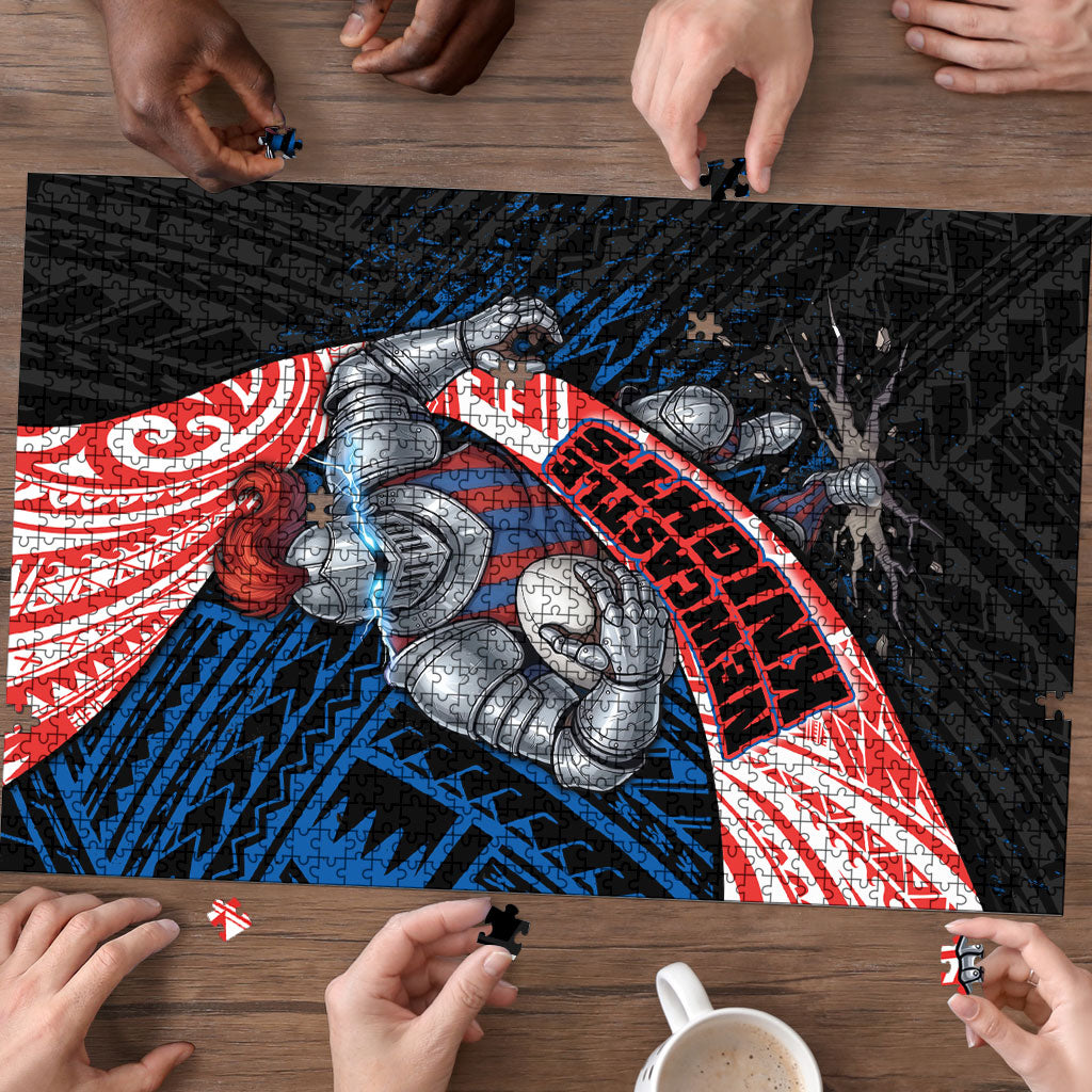 Newcastle Knights Rugby Puzzle Tribal Polynesian Power Art - Lightning Mascot