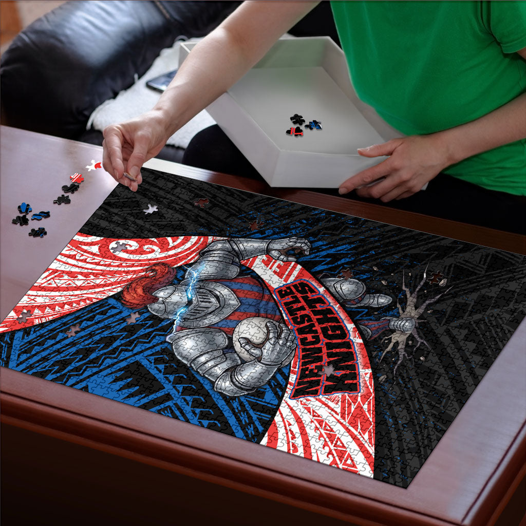 Newcastle Knights Rugby Puzzle Tribal Polynesian Power Art - Lightning Mascot