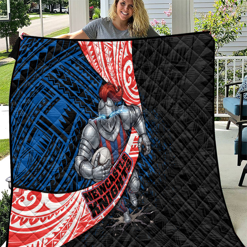 Newcastle Knights Rugby Quilt Tribal Polynesian Power Art - Lightning Mascot