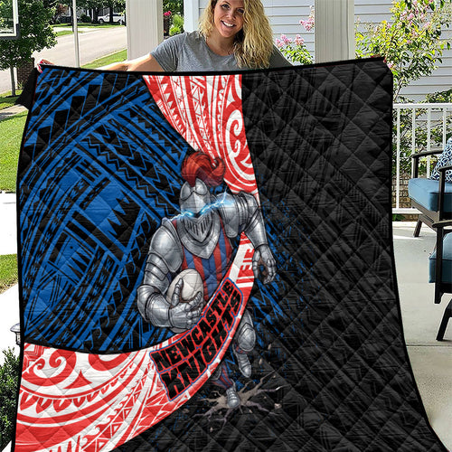 Newcastle Knights Rugby Quilt Tribal Polynesian Power Art - Lightning Mascot
