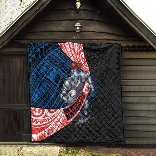 Newcastle Knights Rugby Quilt Tribal Polynesian Power Art - Lightning Mascot