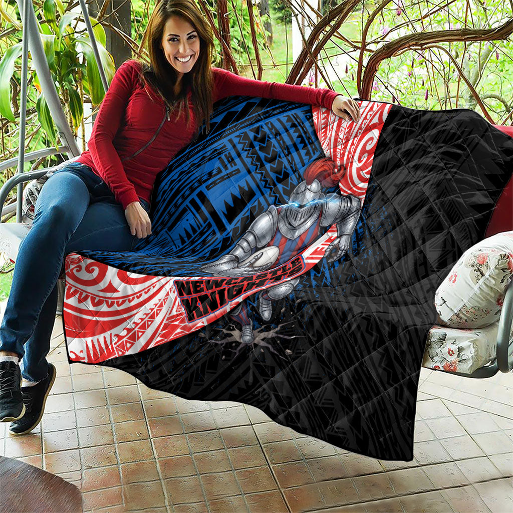 Newcastle Knights Rugby Quilt Tribal Polynesian Power Art - Lightning Mascot