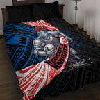 Newcastle Knights Rugby Quilt Bed Set Tribal Polynesian Power Art - Lightning Mascot