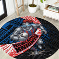 Newcastle Knights Rugby Round Carpet Tribal Polynesian Power Art - Lightning Mascot