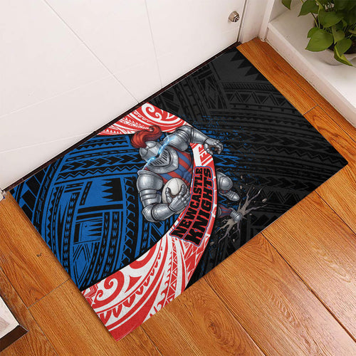 Newcastle Knights Rugby Rubber Doormat Tribal Polynesian Power Art - Lightning Mascot