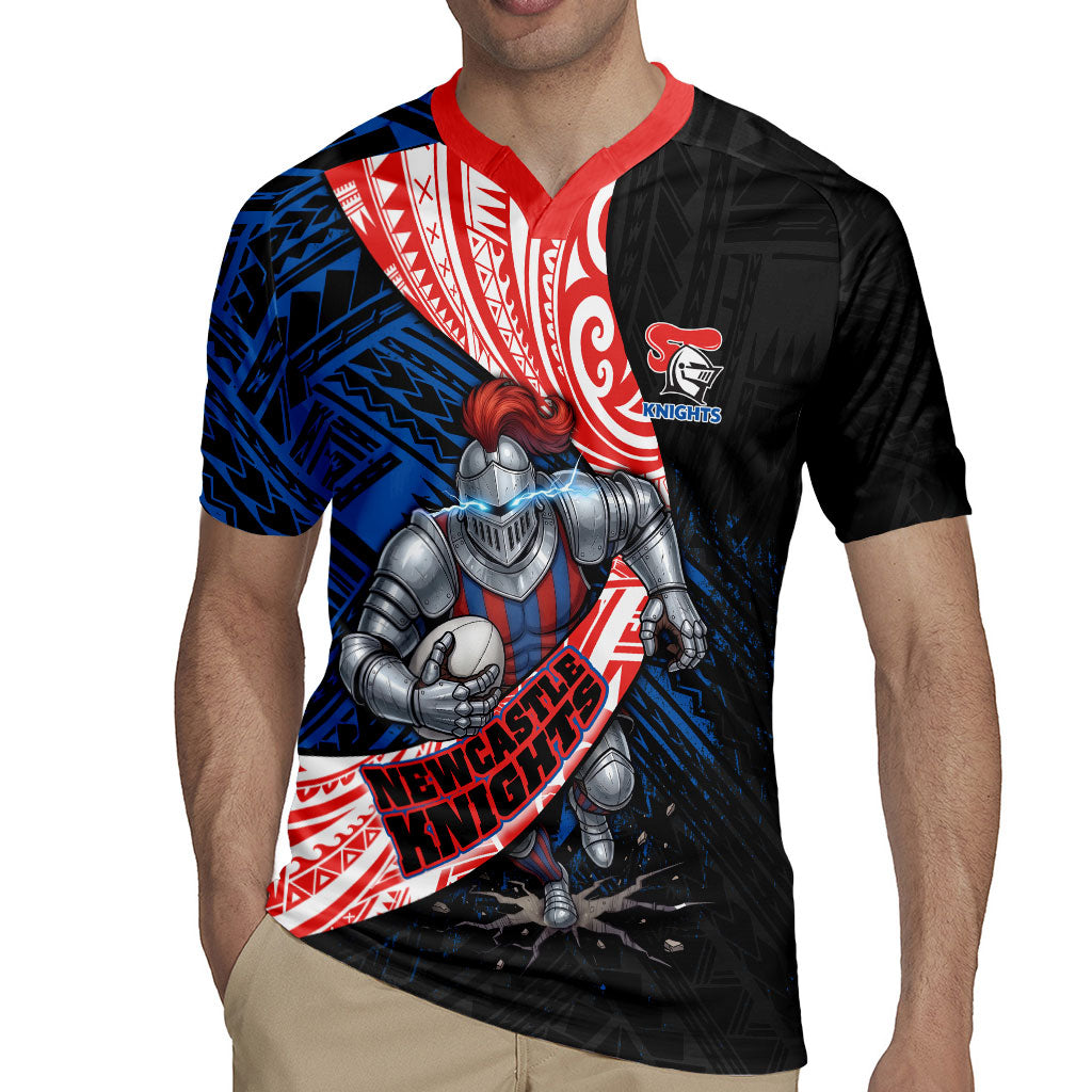 Newcastle Knights Rugby Rugby Jersey Tribal Polynesian Power Art - Lightning Mascot