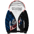 Newcastle Knights Rugby Sherpa Hoodie Tribal Polynesian Power Art - Lightning Mascot