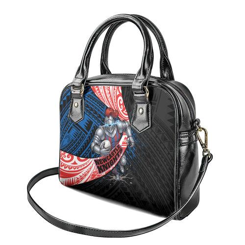 Newcastle Knights Rugby Shoulder Handbag Tribal Polynesian Power Art - Lightning Mascot