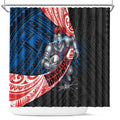 Newcastle Knights Rugby Shower Curtain Tribal Polynesian Power Art - Lightning Mascot