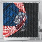 Newcastle Knights Rugby Shower Curtain Tribal Polynesian Power Art - Lightning Mascot