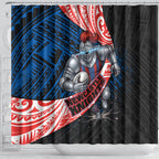 Newcastle Knights Rugby Shower Curtain Tribal Polynesian Power Art - Lightning Mascot