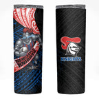 Newcastle Knights Rugby Skinny Tumbler Tribal Polynesian Power Art - Lightning Mascot