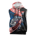 Newcastle Knights Rugby Sleeveless Hoodie Tribal Polynesian Power Art - Lightning Mascot
