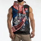 Newcastle Knights Rugby Sleeveless Hoodie Tribal Polynesian Power Art - Lightning Mascot