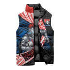 Newcastle Knights Rugby Sleeveless Puffer Jacket Tribal Polynesian Power Art - Lightning Mascot