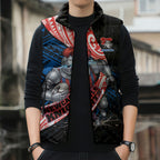 Newcastle Knights Rugby Sleeveless Puffer Jacket Tribal Polynesian Power Art - Lightning Mascot