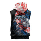 Newcastle Knights Rugby Sleeveless Zip Hoodie Tribal Polynesian Power Art - Lightning Mascot