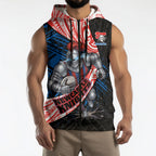 Newcastle Knights Rugby Sleeveless Zip Hoodie Tribal Polynesian Power Art - Lightning Mascot
