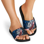 Newcastle Knights Rugby Slide Sandals Tribal Polynesian Power Art - Lightning Mascot