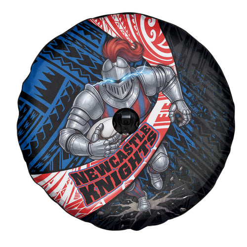 Newcastle Knights Rugby Spare Tire Cover Tribal Polynesian Power Art - Lightning Mascot