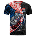 Newcastle Knights Rugby T Shirt Tribal Polynesian Power Art - Lightning Mascot