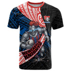 Newcastle Knights Rugby T Shirt Tribal Polynesian Power Art - Lightning Mascot