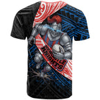Newcastle Knights Rugby T Shirt Tribal Polynesian Power Art - Lightning Mascot
