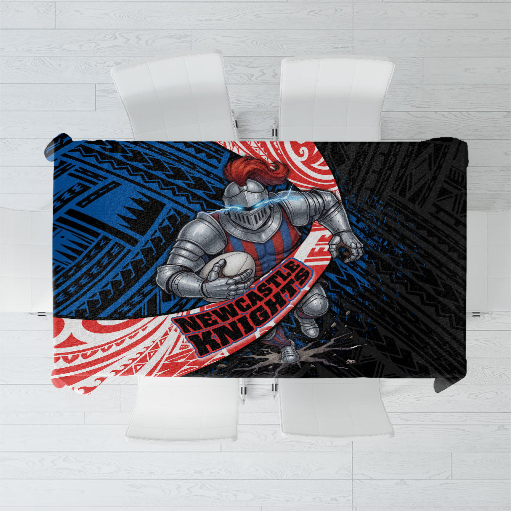 Newcastle Knights Rugby Tablecloth Tribal Polynesian Power Art - Lightning Mascot