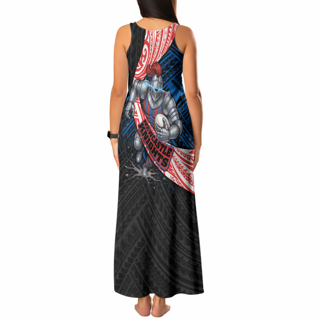 Newcastle Knights Rugby Tank Maxi Dress Tribal Polynesian Power Art - Lightning Mascot
