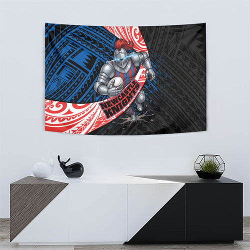 Newcastle Knights Rugby Tapestry Tribal Polynesian Power Art - Lightning Mascot