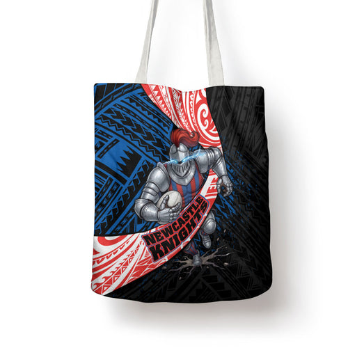 Newcastle Knights Rugby Tote Bag Tribal Polynesian Power Art - Lightning Mascot