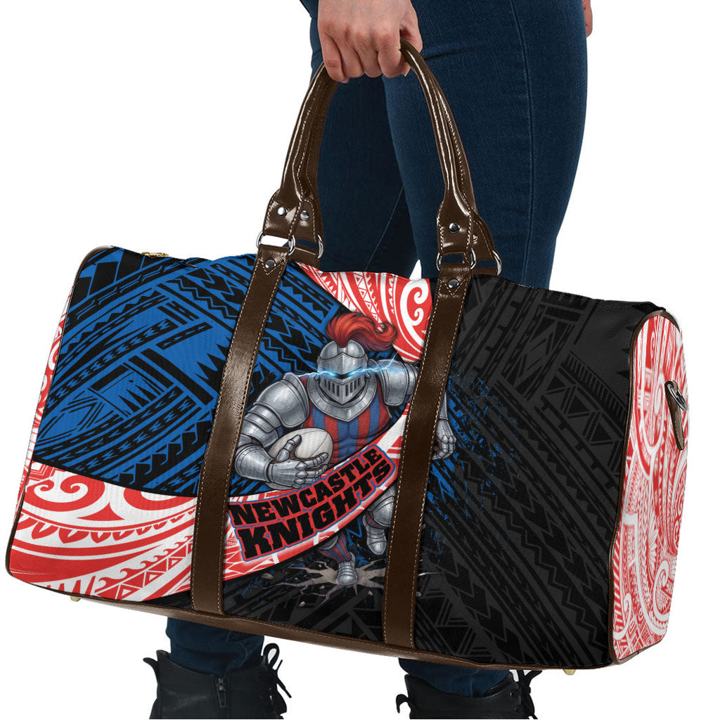 Newcastle Knights Rugby Travel Bag Tribal Polynesian Power Art - Lightning Mascot