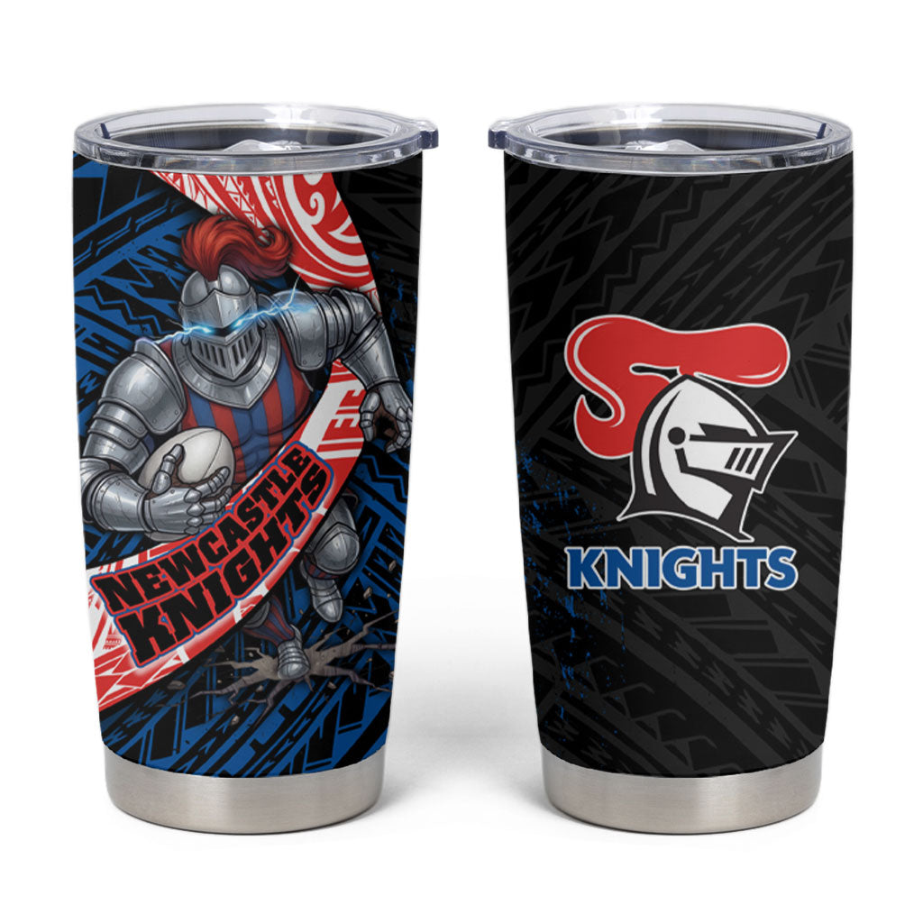 Newcastle Knights Rugby Tumbler Cup Tribal Polynesian Power Art - Lightning Mascot