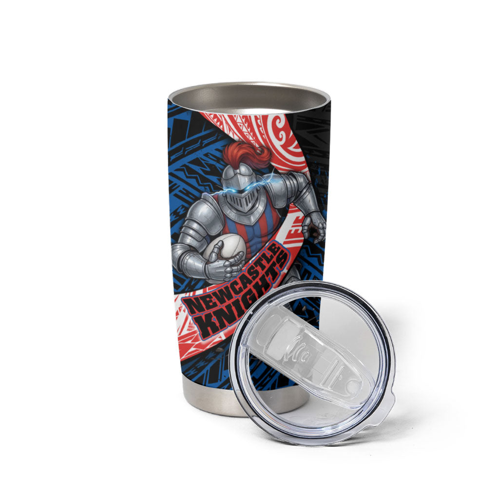 Newcastle Knights Rugby Tumbler Cup Tribal Polynesian Power Art - Lightning Mascot