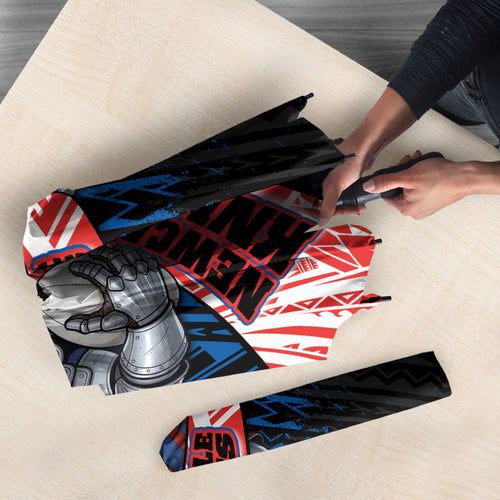 Newcastle Knights Rugby Umbrella Tribal Polynesian Power Art - Lightning Mascot