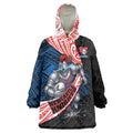 Newcastle Knights Rugby Wearable Blanket Hoodie Tribal Polynesian Power Art - Lightning Mascot