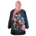 Newcastle Knights Rugby Wearable Blanket Hoodie Tribal Polynesian Power Art - Lightning Mascot