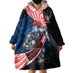 Newcastle Knights Rugby Wearable Blanket Hoodie Tribal Polynesian Power Art - Lightning Mascot