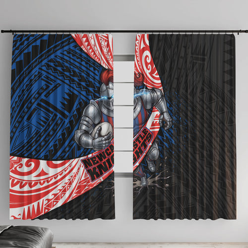 Newcastle Knights Rugby Window Curtain Tribal Polynesian Power Art - Lightning Mascot