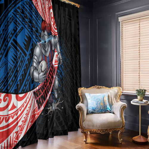 Newcastle Knights Rugby Window Curtain Tribal Polynesian Power Art - Lightning Mascot