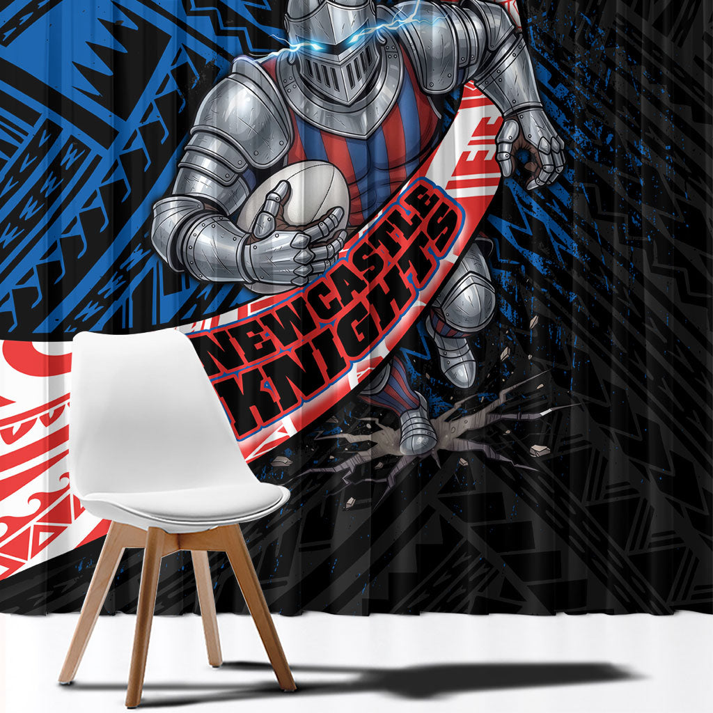 Newcastle Knights Rugby Window Curtain Tribal Polynesian Power Art - Lightning Mascot