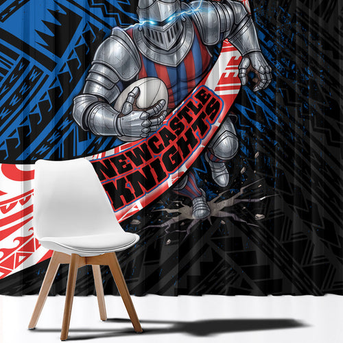 Newcastle Knights Rugby Window Curtain Tribal Polynesian Power Art - Lightning Mascot