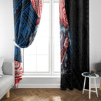 Newcastle Knights Rugby Window Curtain Tribal Polynesian Power Art - Lightning Mascot