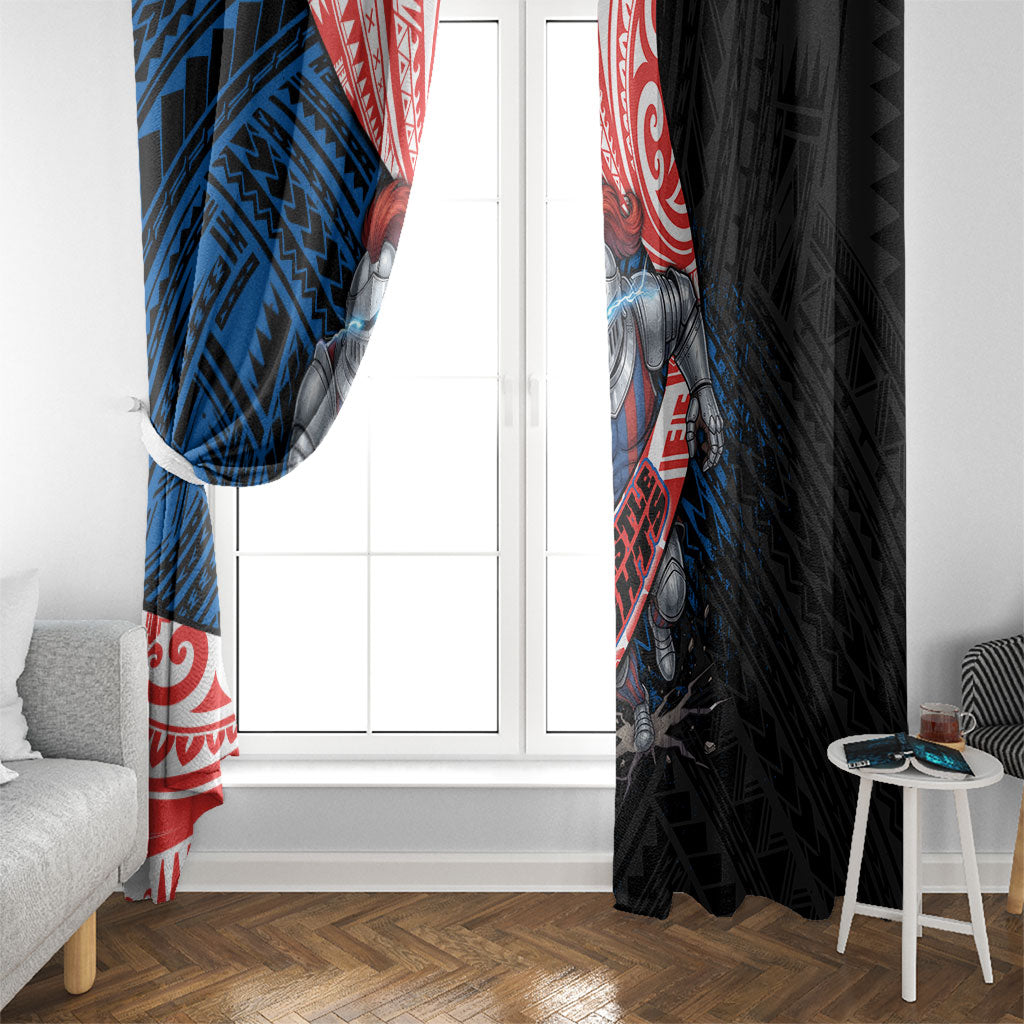 Newcastle Knights Rugby Window Curtain Tribal Polynesian Power Art - Lightning Mascot