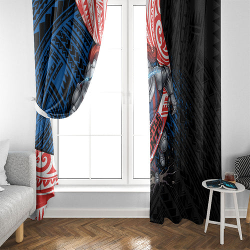 Newcastle Knights Rugby Window Curtain Tribal Polynesian Power Art - Lightning Mascot
