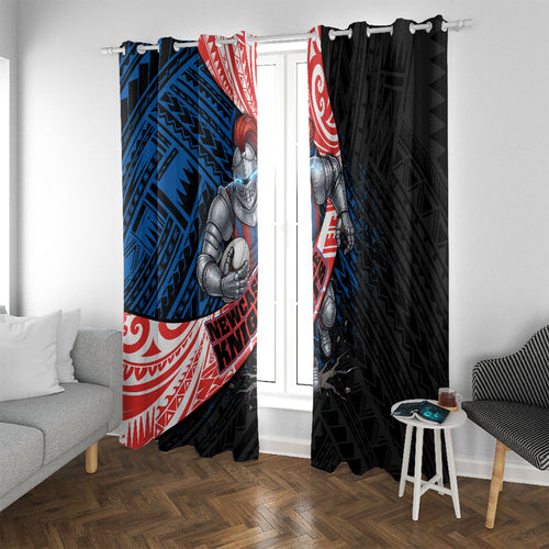 Newcastle Knights Rugby Window Curtain Tribal Polynesian Power Art - Lightning Mascot