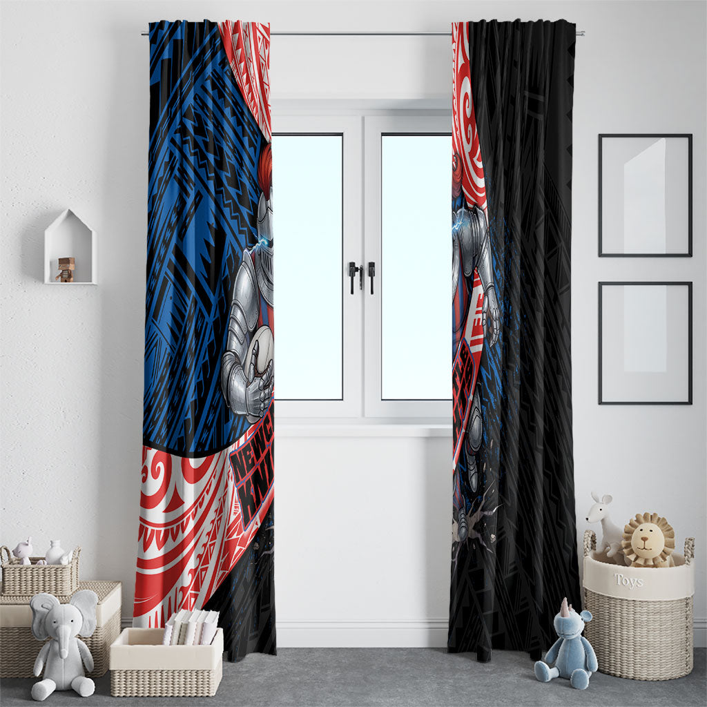 Newcastle Knights Rugby Window Curtain Tribal Polynesian Power Art - Lightning Mascot