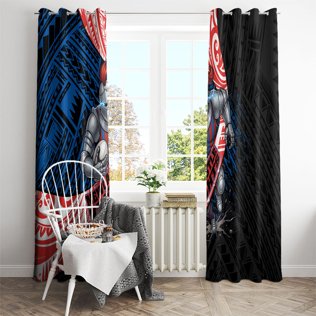 Newcastle Knights Rugby Window Curtain Tribal Polynesian Power Art - Lightning Mascot