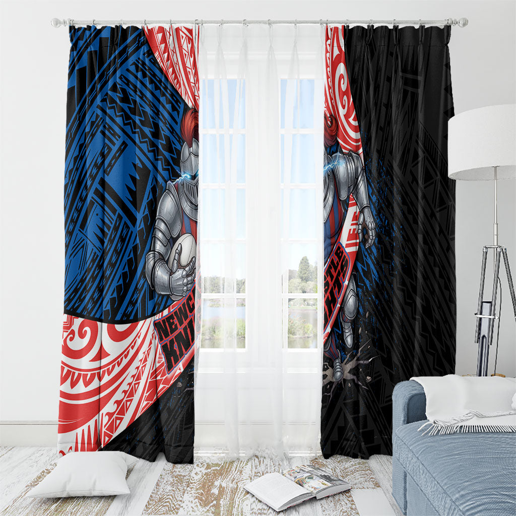 Newcastle Knights Rugby Window Curtain Tribal Polynesian Power Art - Lightning Mascot