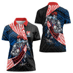 Newcastle Knights Rugby Women Polo Shirt Tribal Polynesian Power Art - Lightning Mascot